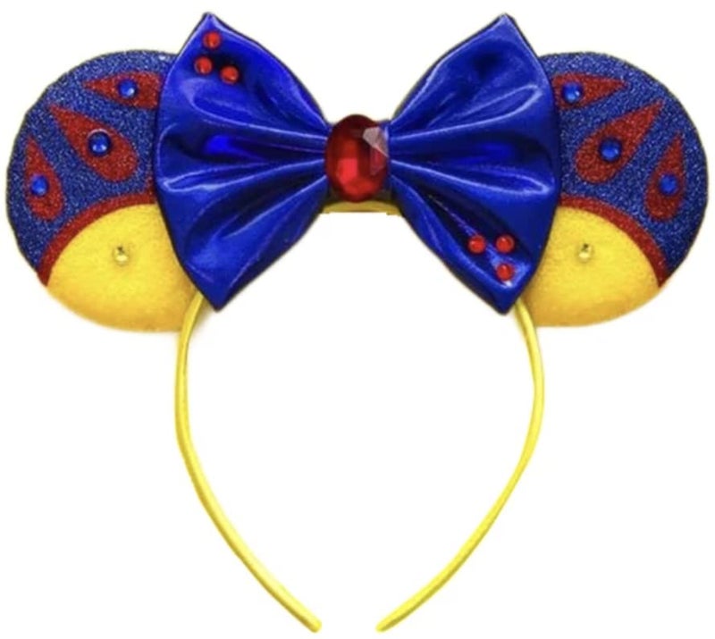 Snow White Mickey Ears, Snow White Ears, Blue Yellow Minnie Ears, Princess Mickey Ears, Blue Minnie Ears